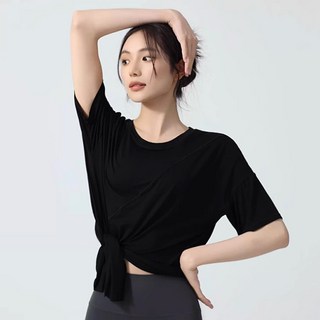 쿨쉐어 여성용 오버핏 옆트임 커버업 요가 필라테스 반팔 티셔츠 운동복