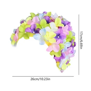 여성용 3D 꽃무늬 탄성 꽃잎 레트로 수영 모자 빈티지 해변 여름 패션, 무늬와 색깔