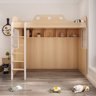 上下床衣櫃一体交錯式T字型兒童儲物床油壓床上下鋪子母床, 定制尺寸顏色,1000mm*1900mm