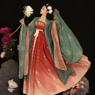 臺灣熱賣 卿夫人唐製原創漢服女訶子裙大袖衫唐製複原圖夏季唐風刺繡套裝