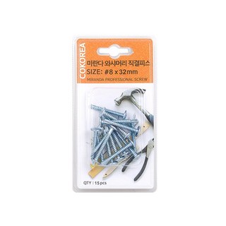 녹에강한 기리 나사못 와샤머리 직결피스 8x32mm 15p 2개 단단한 드라이버못 앙카 벽