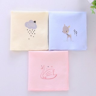 呵兒特寶寶方巾B7F 3入組 純棉嬰兒手帕 小方巾 餵奶巾 吸水紗布巾 新生兒口水巾 商檢合格, 1個, 天鵝、雲朵、小鹿