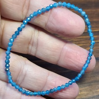 藍磷灰石藍鋰輝石手鍊手環手珠 3mm刻面珠切面天然水晶玉石特賣