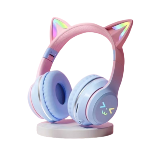 JODDDA 헤드폰 에어팟 귀엽다 고양이 귀 HIFI 입체 음향 효과 ENC 물리적 노이즈 캔슬링 고화질 음성, BT-618, 푸른색