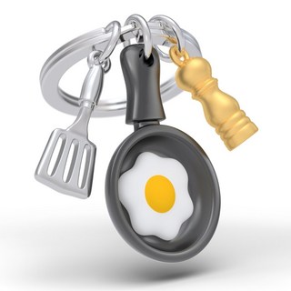 【Metalmorphose/MTM】荷包蛋鑰匙圈 比利時鑰匙圈 質感鑰匙圈 造型鑰匙圈 可愛小物 交換禮物 禮物, 1個