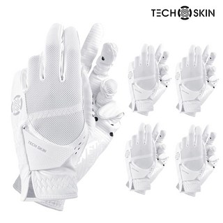 테크스킨 올 실리콘 여성 양손 골프장갑, 5개, 화이트(양손)