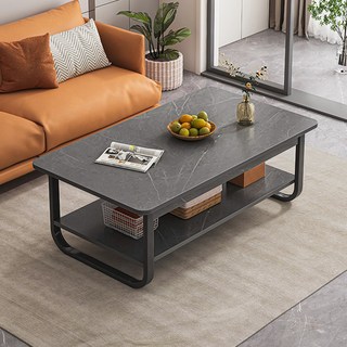 하루꿈 거실 테이블 소파 2층 심플 탁자 수납 티테이블, 그레이