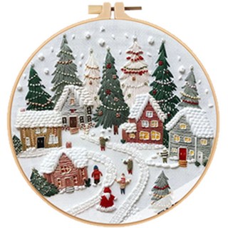 프랑스자수 DIY 패키지 십자수 세트 도안 재료, 17.겨울 풍경, 1세트