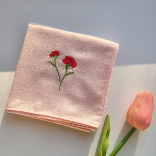 어버이날 스승의날 카네이션 자수 손수건 가정의달 엄마 아빠 할머니 할아버지 선생님 선물