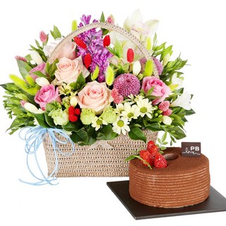 99플라워 (당일수령) 사랑 한가득+케익 [ST-A1919] - 전국꽃배달서비스 기념일 봄 생일 케익 생화 꽃선물 당일배송 꽃바구니