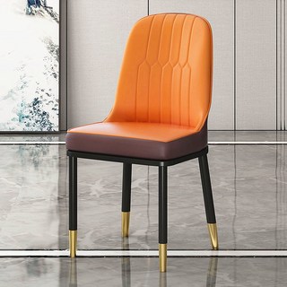 편한 식탁의자 푹신한 가벼운 의자 가죽 업소용 식당용 가정용 인테리어 체어, 다크오렌지, 1개