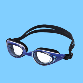 新款防霧高清電鍍泳鏡 藍色平光蛙鏡 附耳塞鼻夾 防水游泳鏡 均碼, (w27)防霧 藍色, 1個