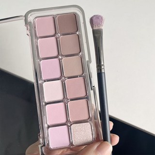 淡妝眼影盤 適合橄欖皮腫眼泡 粉紫色白開水眼妝 低飽和灰粉芋泥色系, 1個, 櫻花12色眼影盤