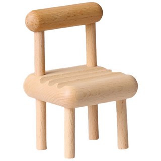 木製椅子手機架 小凳子造型手機支架 桌面手機座 懶人追劇神器 木頭質感手機架 拍攝道具【3C0062】, 木頭色, 1個