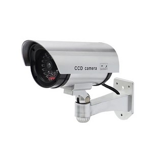 擬真監視器 室外防水 紅燈閃爍 無需布線 易安裝防盜攝影機, 1個, 高仿真監視器( 銀色 ), 1