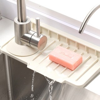 웨버몰 실리콘 싱크대 물받이 매트 수전 매트 비대칭형 본품1P + 수전기둥물막이 1P, 1개, 베이지