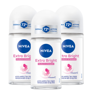 니베아 데오도란트 롤온 엑스트라 브라이트, 50ml, 3개