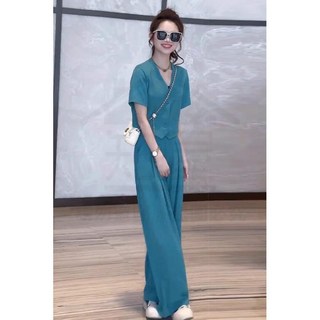 夏季時尚休閒闊腿褲套裝 女 短袖西裝氣質穿搭