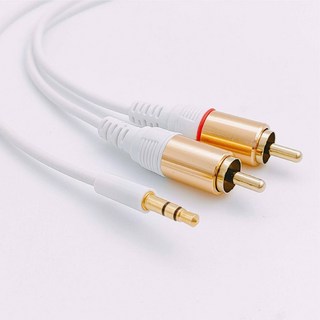 SY-554 3.5mm 轉 2AV 音源線 RCA 端子線 手機電腦轉音響, 1個, 白色