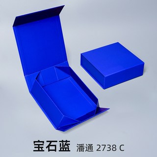 嗨購 現貨一片式摺疊蝴蝶結磁吸翻蓋禮品盒紙盒 圍巾生日禮物節日禮物盒, 1個, 寶石藍;35*26*