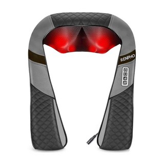 【RENPHO 原廠公司貨】肩頸背按摩器 RP-SNM061，無線便攜，恆溫熱敷，多部位適用，智能定時，親膚材質, 灰, RP-SNM061