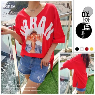 검회백스타일 여성용 국내제작 전사오렌지티 레터링 반소매 여름 유넥 프린팅 컷팅 오버핏 반팔 티셔츠 레터링 국내제작 가볍게 입기좋은 여자티 해변가룩 해외여행 데일리룩