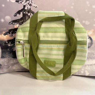 老行家 彩紋提花保溫袋 綠色拉鍊保冷袋 - 防潑水 保鮮 立體設計, 1個