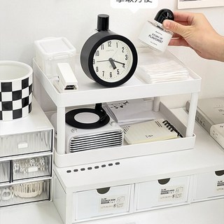 雙層桌面置物架 INS風收納整理架, 1個, 1入 白色, 白色