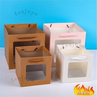 開窗手提袋 手提紙袋 包裝紙袋 禮物包裝袋 禮品袋 飾品袋 牛皮紙包裝提袋, 白色,30*30*30, 1個