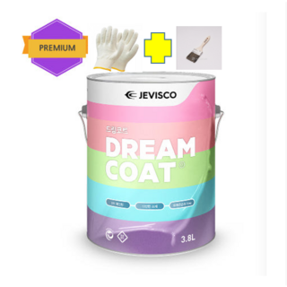 제비스코 드림코트 베스트 색상 50선 프리미엄 만능 수성페인트 친환경 항균 벽지 및 다용도 도료, 무광 화이트, 1개, 3.8L
