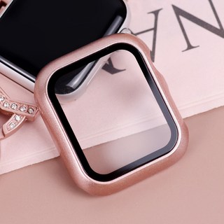 오르몽트 애플워치 9H 강화유리 풀커버 보호케이스 일제형 슬림 경량 40mm 41mm 44mm 45mm호환, 로즈골드