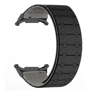 투톤 강력한 마그네틱 갤럭시워치 8 40mm 44mm 46mm 클래식 실리콘 스트랩 자석 밴드, 블랙스틸(블랙+그레이)