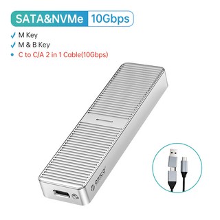 오리코-20Gbps M.2 NVME SSD 케이스 냉각 조끼 내장 알루미늄 타입-C M2 인클로저 메이트북 X 프로용, Dual Protocol-Silver, 한개옵션1
