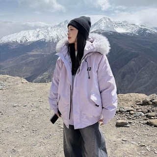 連帽短款羽絨外套，冬季保暖防風厚款，大尺碼輕薄登山滑雪外套