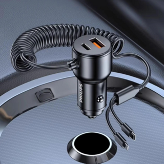 Philips飛利浦 66W超級快充車載充電器 支援安卓蘋果快充, 黑色, DLP4313B/93