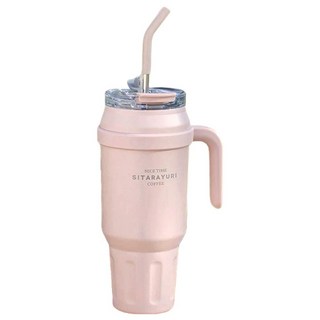 Sitarayuri 手提冰霸杯 附吸管 304不鏽鋼 霧粉色, 1.48L, 1個