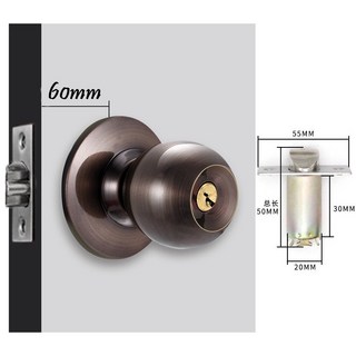 慶大鑫 CBX-888 喇叭鎖 紅古色 60/70mm 房間鎖 浴廁鎖 旋轉鈕設計 圓柱形門鎖 銹鋼磨砂銀 浴室用 含稅, 1個, 紅古60mm
