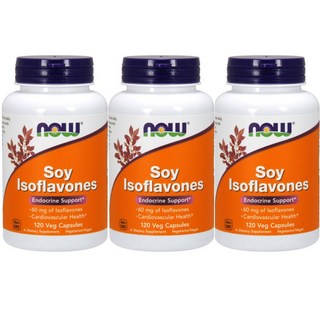 NOW Foods 大豆異黃酮素食膠囊 60mg, 120顆, 3罐