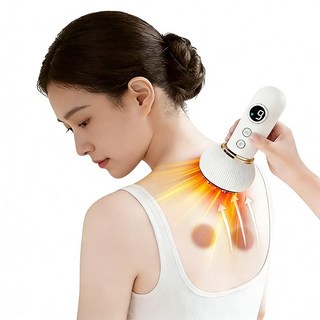 smabat 스마트 괄사 마사지기 흡착 마사지기 진공 온열안마기 강력한 흡입력 온열 9단계조절 무선 충전, 화이트, 7384