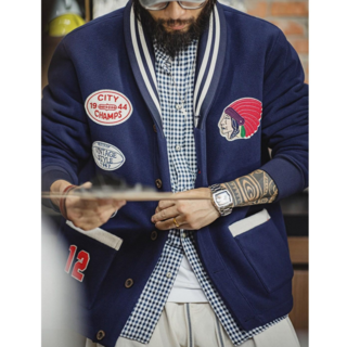 남성 자켓 카고 아메리칸 빈티지 청과넥 가디건 플리스 보온 숏 야구점퍼 코트 추동 Retro Baseball JACKET FXTH2501849