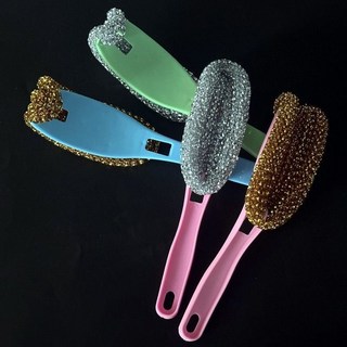 長柄不掉絲洗碗清潔球 廚房洗鍋神器 奈米不銹鋼鋼絲球, 1個, 實惠又耐用【1件】1秒幹凈