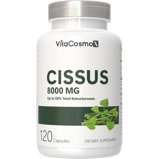 VitaCosmoX 시서스 추출물 Cissus 고함량 고농축 8000mg 케토스테론 50% 시서스 캡슐 시서스 가루 분말, 1개, 120정