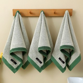 皇運之家百貨店 純棉全棉柔軟毛巾 吸水加厚不掉毛 高檔速乾成人男女洗澡家用洗臉麵巾, 遇見【綠色】三條, 1個