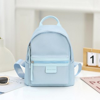 尼龍小背包簡約百搭純色雙肩包女輕便防水媽咪包大小號小學生書包, 藍色