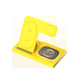 多功能無線充電座，手機/耳機/手錶三合一充電器，簡約設計，快速充電, 熒光黃（蘋果版）, 1個