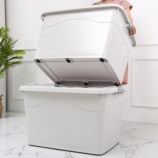 CKLIVING 특대형 플라스틱 리빙박스 대용량 수납정리함, 그레이, 1개