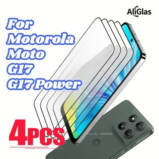 모토로라 G17 시리즈 유리 필름용 파워 전면 스크린 스티커 프로텍터용 블랙 에지 강화 4개, 01 4개, 01 강화유리, 02 Motorola G17