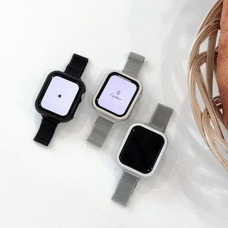 슬림 밀레니즈 갤럭시워치 애플워치 스테인리스 스트랩 밴드 전기종 호환, 블랙, 1개