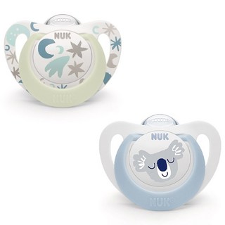 NUK 螢光安撫奶嘴 2種組 星星Day&Night, 藍色, S1(0~6個月), 1套
