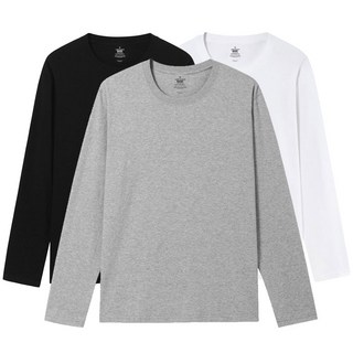 라이프폼 3장1세트 남성 여성 순면100% 무지 라운드 긴팔 무지티 기본티 티셔츠 흰티 면티 긴팔티